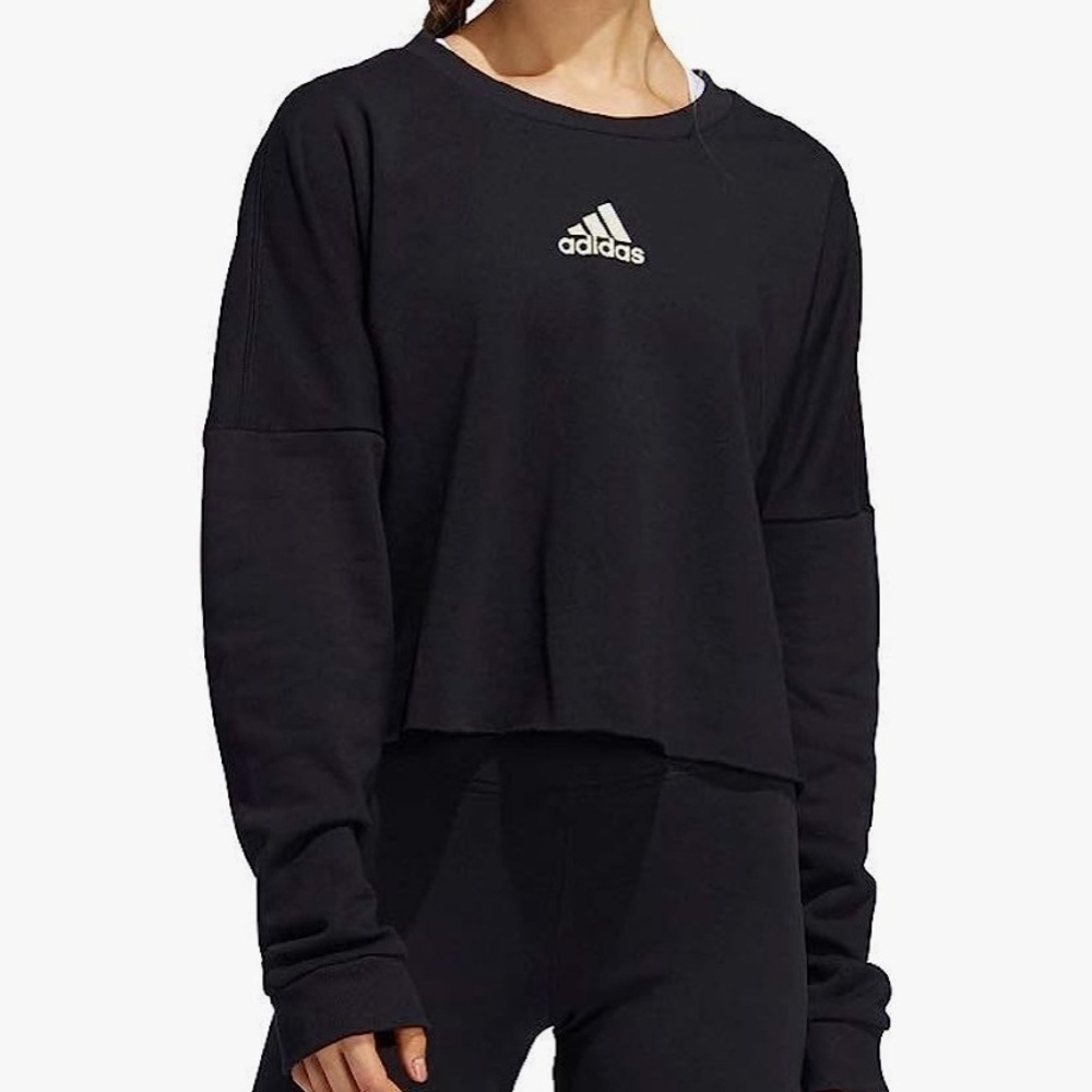 Adidas Black & Tie Dye Logo Crew Cropped Sweatshirt